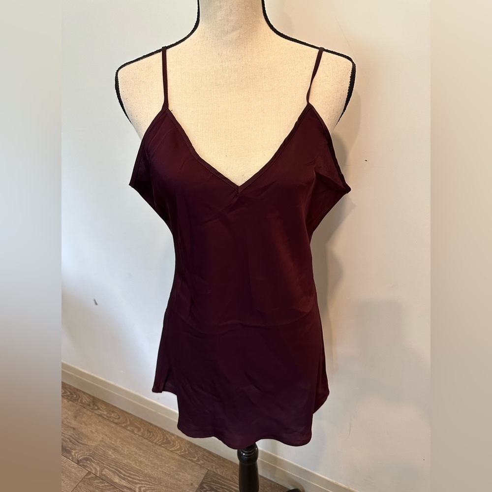 RDI Silk satin like material camisole cami SZ L burgundy  adjustable straps